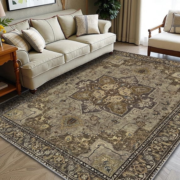 TECHVIDA 5x7 Area Rugs for Living Room Rugs, Modern Abstract Machine Washable Vintage Rugs,Non Slip Carpet,Modern Carpet for Bedroom Dining Room Farmhouse Home