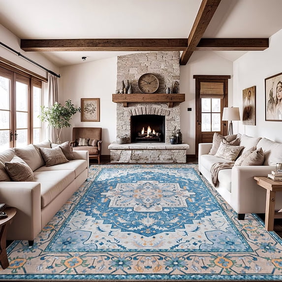 TECHVIDA 5x7 Area Rugs for Living Room Rugs, Modern Abstract Machine Washable Vintage Rugs,Non Slip Carpet,Modern Carpet for Bedroom Dining Room Farmhouse Home