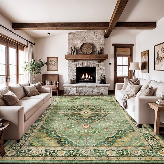 TECHVIDA 5x7 Area Rugs for Living Room Rugs, Modern Abstract Machine Washable Vintage Rugs,Non Slip Carpet,Modern Carpet for Bedroom Dining Room Farmhouse Home