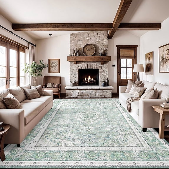 TECHVIDA 5x7 Area Rugs for Living Room Rugs, Modern Abstract Machine Washable Vintage Rugs,Non Slip Carpet,Modern Carpet for Bedroom Dining Room Farmhouse Home