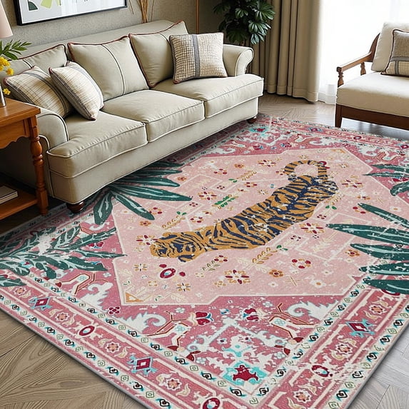 TECHVIDA 5x7 Area Rugs for Living Room Rugs, Modern Abstract Machine Washable Vintage Rugs,Non Slip Carpet,Modern Carpet for Bedroom Dining Room Farmhouse Home