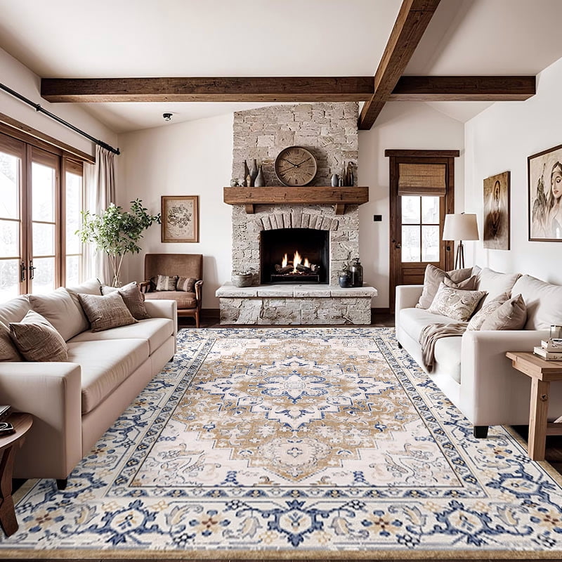 TECHVIDA 5x7 Area Rugs for Living Room Rugs, Modern Abstract Machine Washable Vintage Rugs,Non Slip Carpet,Modern Carpet for Bedroom Dining Room Farmhouse Home