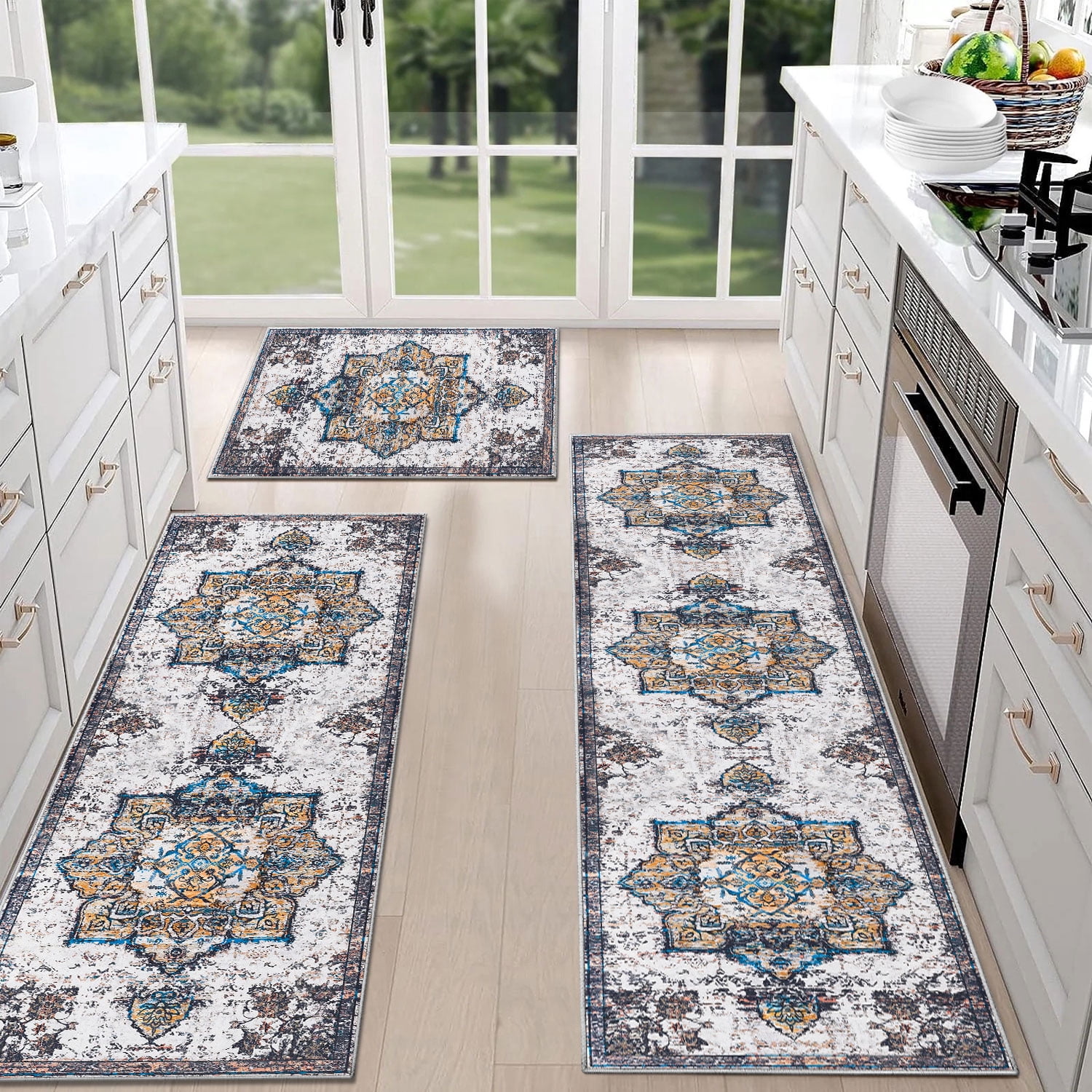 TECHVIDA Kitchen Rugs 3 Piece Set,Kitchen Mats for Floor Non-Slip ...