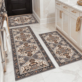 TECHVIDA Kitchen Rug Set 3 Piece Gray Washable Farmhouse Floor Mats ...