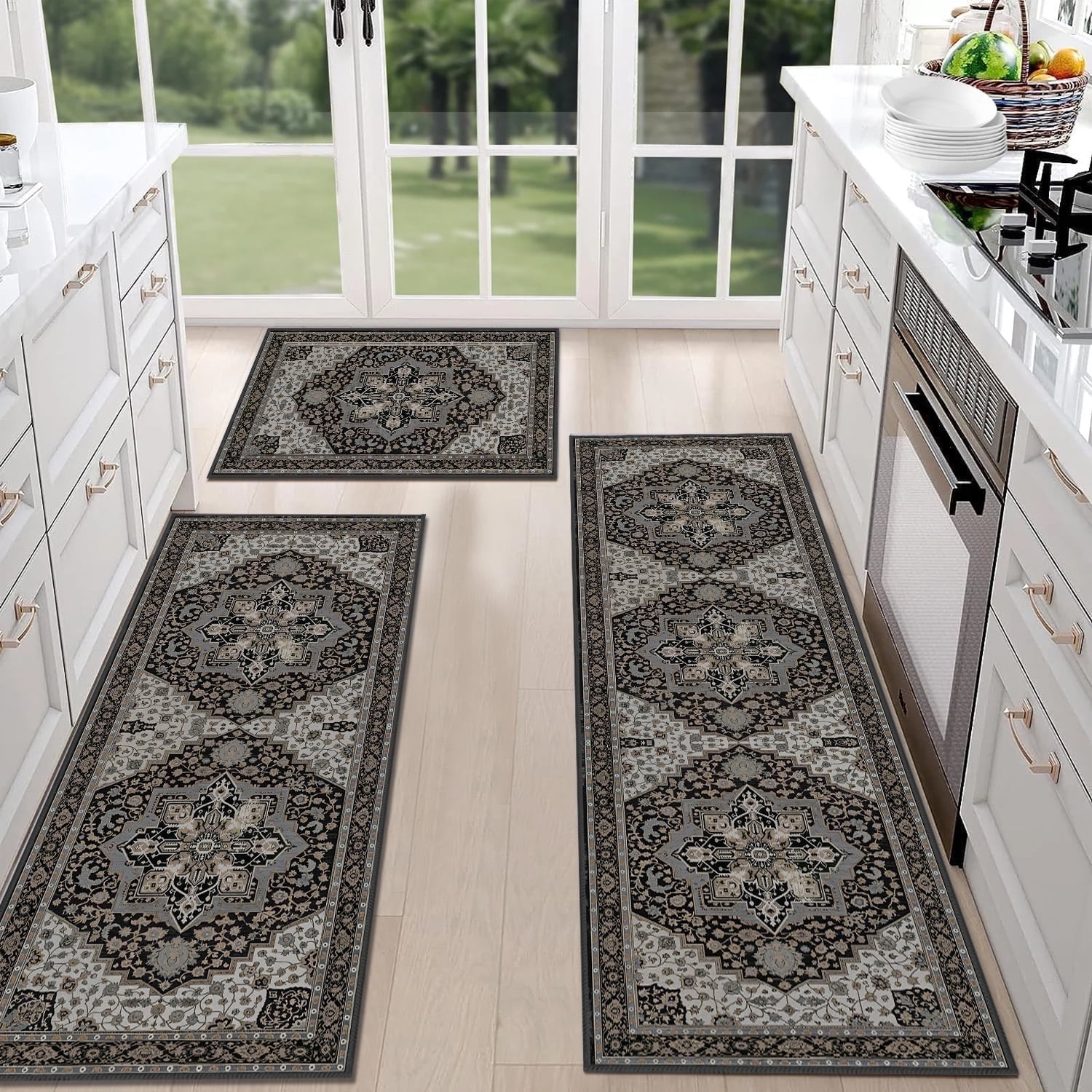 TECHVIDA Kitchen Rugs 3 Piece Set,Non Slip Machine Washable Kitchen ...