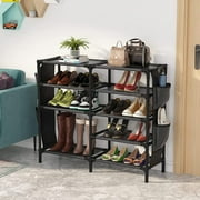 TECHVIDA Shoe Rack with Pockets, 5-Tier Shoe Boots Organizer Freestanding Shoe Shelf for Entryway Bedroom,Clearance