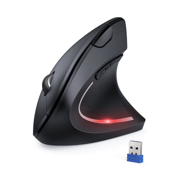 TECKNET 2.4G Ergonomic Mouse Vertical Wireless - 4800 DPI Optical Carpal Tunnel Mouse Right Hand, 5 Adjustable DPI, Quiet Clicks, 6 Buttons for Laptop, Desktop, PC, Computer - Black