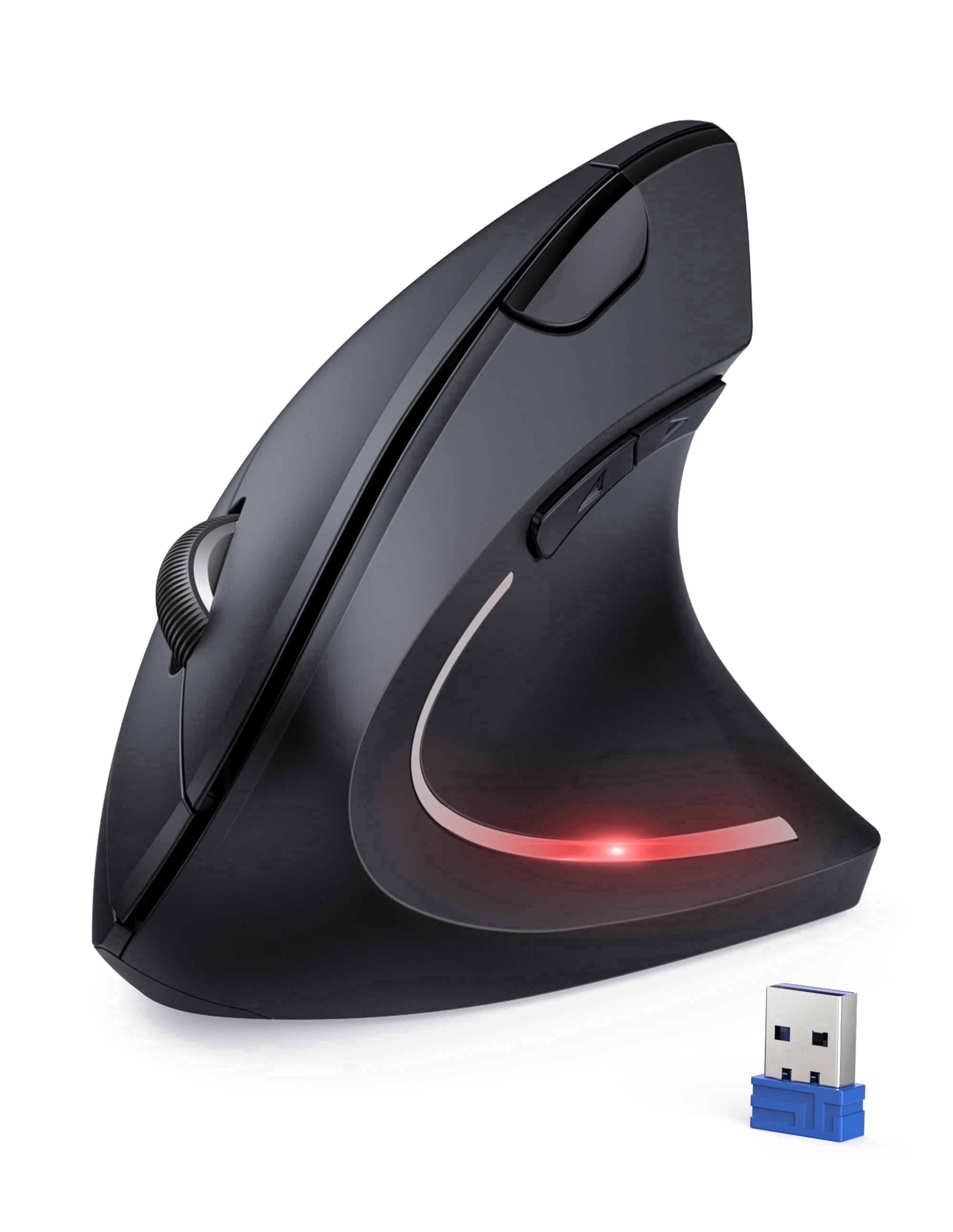 TECKNET 2.4G Ergonomic Mouse Vertical Wireless - 4800 DPI Optical Carpal Tunnel Mouse Right Hand, 5 Adjustable DPI, Quiet Clicks, 6 Buttons for Laptop, Desktop, PC, Computer - Black
