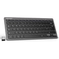 thumbnail image 1 of TECKNET BASICS 2.4G Small Wireless Keyboard, Compact Mini Design with Media Hotkeys & 12-Month Battery Life for PC, Desktop, Laptop, Smart TV - Grey, 1 of 6