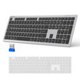 thumbnail image 1 of TECKNET BASICS Bluetooth Keyboard, Rechargeable 4-Device (2.4G+BT) Ultra-Slim Full Size Wireless Keyboard with Quiet Typing, Adjustable Stand & 12 Multimedia Keys for PC, Laptop, Smart TV, Phone, 1 of 8