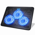 thumbnail image 1 of TECKNET BASICS Laptop Cooling Pad, Portable Slim Quiet USB Powered, with 3 Blue LED Fans, Fits 12''-17'' Laptop, Black, 1 of 8