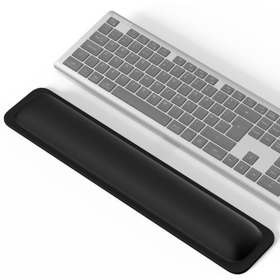 TECKNET Wrist Rest for Keyboard, Ergonomic Memory Foam Support Pad, Non-Slip Rubber Base, 17x3.3 inch for Pain Relief - Black