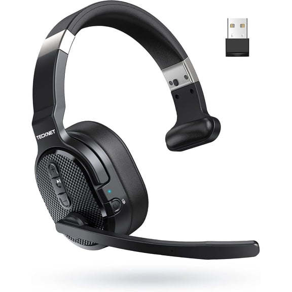TECKNET Bluetooth Headset,Computer Bluetooth Headset with Microphone,AI Noise Canceling Headphones Dongle for PC Phone Laptop Office Home
