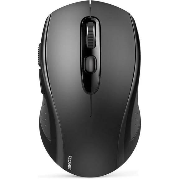 TECKNET Bluetooth Mouse, 2-in-1(BT 5.0/3.0 2.4Ghz) 4000DPI Wireless Mice with USB Connect Available for Laptop Computer, Portable PC Mouse Bluetooth for Mac (USB-A BT Wireless Connect, Black)
