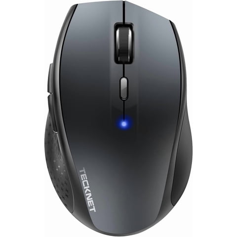 TECKNET Bluetooth Mouse, 4800 DPI Wireless Mouse, 2-Year Battery 6 Adjustable DPI, 6 Buttons Compatible with Laptop/Windows/Computer - Grey