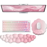 TECKNET BASICS Cloud Ergonomic Mouse Pad with Wrist Rest, Memory Foam Support & Non-Slip Base for Pain Relief, Office & Gaming, Pink