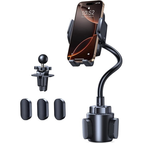 TECKNET Cup Phone Holder for Car, Adjustable Gooseneck with Air Vent & Expandable Base, Cupholder Mount for iPhone & All Cell Phones