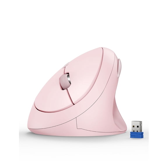 TECKNET Ergonomic Mouse, 4800 DPI Wireless Vertical Mouse, 5 Adjustable DPI Levels, 6 Buttons, 2.4G Silent Wireless Mouse for Laptop, PC, Chromebook - Pink