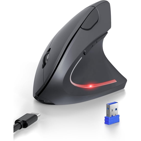 TECKNET Ergonomic Mouse with Jiggler, Bluetooth Wireless Vertical Mouse, 4800DPI Rechargeable Carpal Tunnel Mouse, Undetectable Random Movement Keeps Computers Awake for PC, Laptop, Mackbook