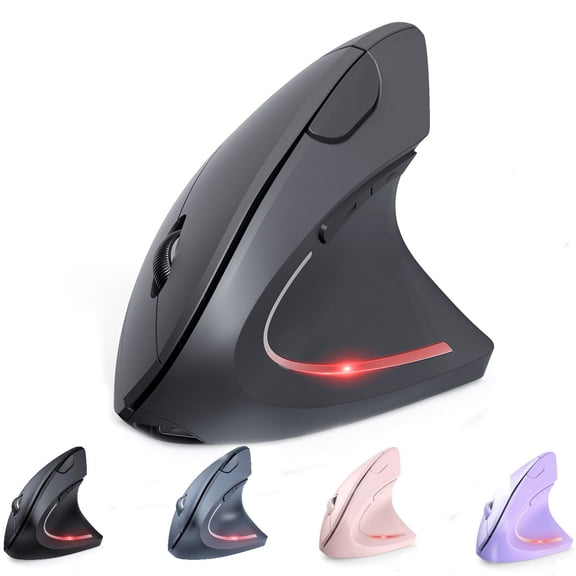 Ergonomic Mouse Rechargeable Bluetooth - 4800 DPI Vertical Mice 6 Adjustable Levels, Wireless Optical Carpal Tunnel Mouse Right Hand, Multi Device for Laptop, PC, Computer, MacBook - Grey