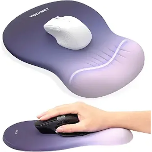 TECKNET BASICS Ergonomic Mouse Pad with Wrist Rest, Memory Foam Support, Smooth Non-Slip Base for Laptop/PC, Pain Relief for Home Office Gaming, Gradient Blue