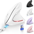 thumbnail image 1 of TECKNET Ergonomic Mouse, Rechargeable 2.4G+Bluetooth Vertical Mice 6 DPI Adjustable, Wireless Optical Carpal Tunnel Mouse Right Hand, Multi Device for Laptop, PC, Computer, MacBook, iPad - White, 1 of 7