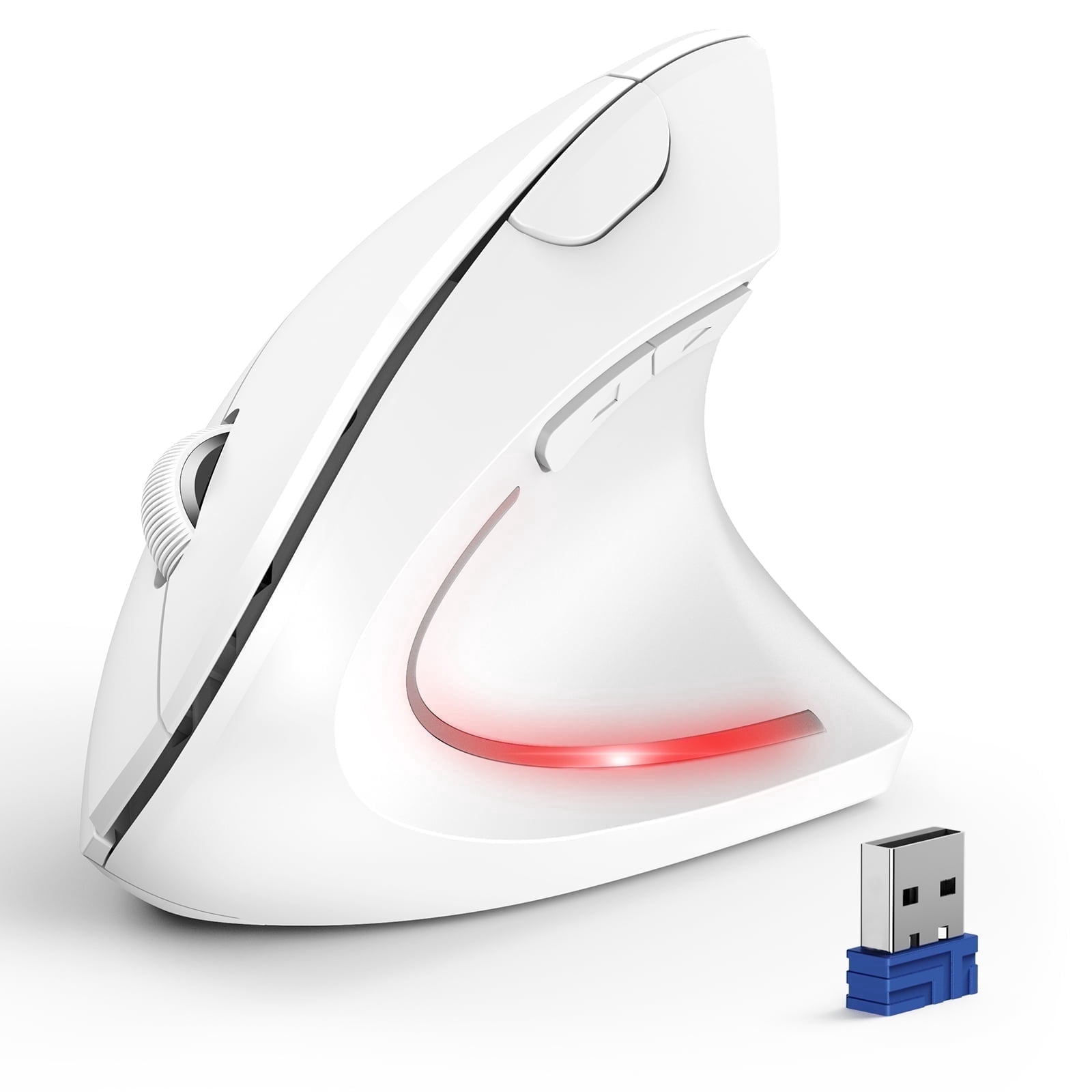 TECKNET Ergonomic Mouse, Wireless Bluetooth Vertical Mouse, 4800 DPI Optical Tracking, 6 Adjustable DPI, Quiet Clicks, 2.4GHz with USB A Receiver, 12 Months Battery, 6 Buttons, Wide Compatibility