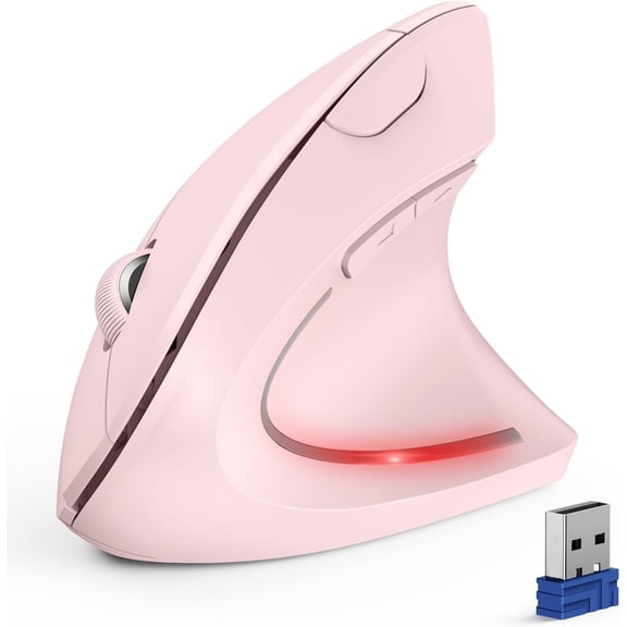 TECKNET Ergonomic Mouse, Wireless Bluetooth Vertical Mouse, 4800 DPI Optical Tracking, 6 Adjustable DPI, Quiet Clicks, 2.4GHz with USB A Receiver, 12 Months Battery, 6 Buttons, Wide Compatibility