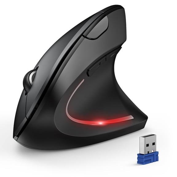 TECKNET Ergonomic Mouse, Wireless Bluetooth Vertical Mouse, 4800 DPI Optical Tracking, 6 Adjustable DPI, Quiet Clicks, 2.4GHz with USB A Receiver, 12 Months Battery, 6 Buttons, Wide Compatibility