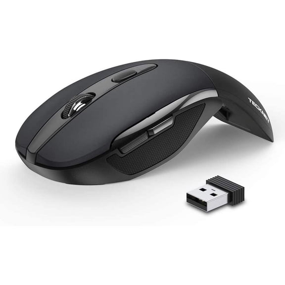 TECKNET Folding Wireless Mouse, 2.4G Travel Mouse Portable 3 Adjustable DPI 2000/1500/1000 Compatible with Notebook, PC, Computer, 2-Year Battery Life