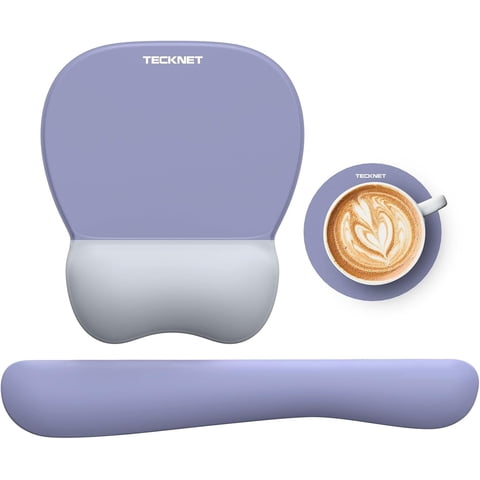 TECKNET Gel Mouse Pad with Wrist Rest, 3 in 1 Keyboard Wrist Rest for Pain Relief, Non-Slip PU Base, Ergonomic Set for Office & Home,Purple