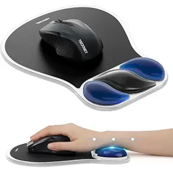 TECKNET BASICS Gel Mouse Pad with Wrist Rest, Ergonomic Mouse Pad with Wrist Support, Non-Slip Waterproof Base for Office, Home - Black