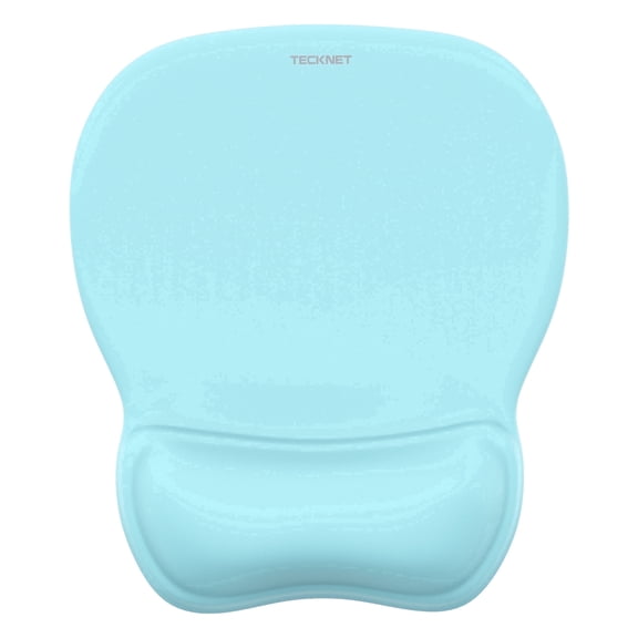 TECKNET Mouse Pad with Wrist Support, Ergonomic Gaming Mouse Pad Pain Relief, Portable Comfortable Mousepad for Computer, Laptop, Office, Home and Travel, Non-Slip Base, Waterproof Surface，LT.Blue