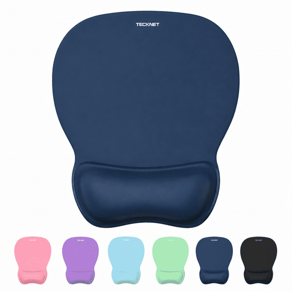 TECKNET BASICS Gel Mouse Pad with Wrist Rest, Ergonomic Office Mousepad with Wrist Support, Non-Slip & Smooth Surface, Comfortable Desk Mat for Office Gaming Study- Navy