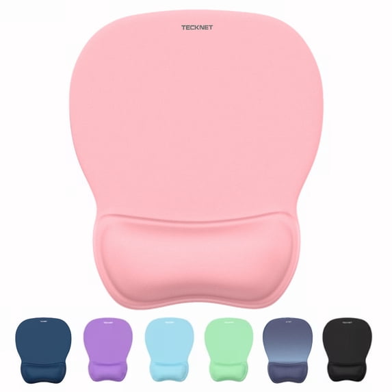 TECKNET BASICS Gel Mouse Pad with Wrist Rest, Ergonomic Office Mousepad with Wrist Support, Non-Slip & Smooth Surface, Comfortable Desk Mat for Office Gaming Study- Pink