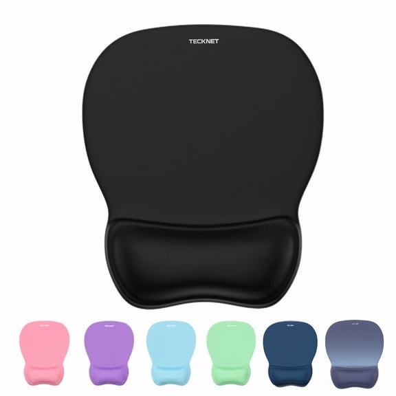 TECKNET BASICS Gel Mouse Pad with Wrist Rest, Ergonomic Office Mousepad with Wrist Support, Non-Slip & Smooth Surface, Comfortable Desk Mat for Office Gaming Study-Black