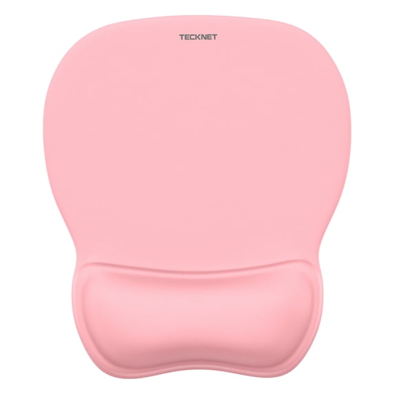 TECKNET BASICS Gel Mouse Pad with Wrist Rest, Ergonomic Office Mousepad with Wrist Support, Non-Slip & Smooth Surface, Comfortable Desk Mat for Office Gaming Study- Pink