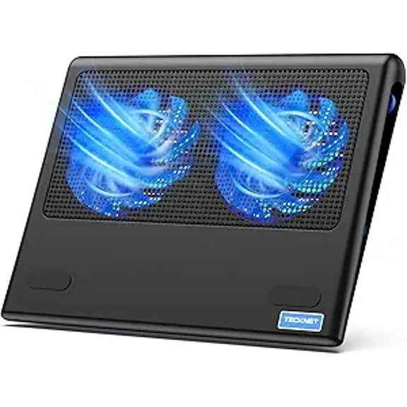 TECKNET BASICS Laptop Cooling Pad, Ultra-Quiet Cooler with Adjustable Fan Speeds, USB Powered Stand for 12-15.6" Gaming Laptops - Blue