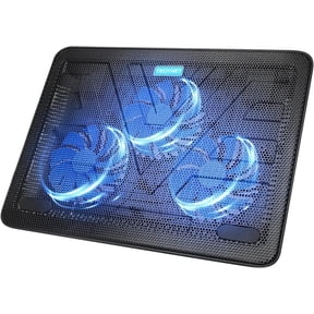 TECKNET BASICS Laptop Cooling Pad, Portable Slim Quiet USB Powered, with 3 Blue LED Fans, Fits 12''-17'' Laptop, Black