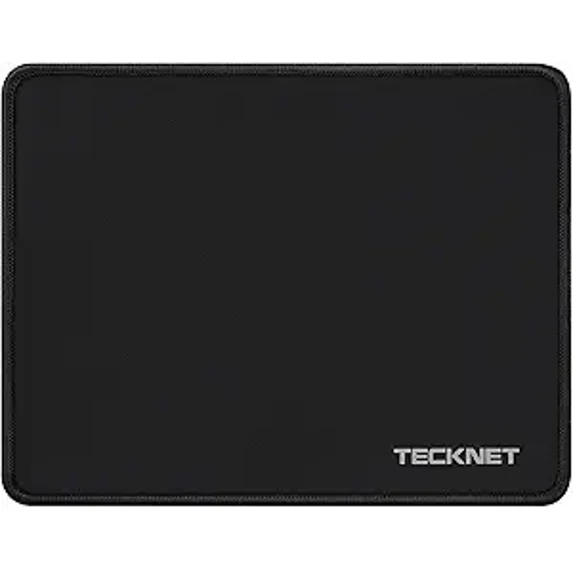 TECKNET BASICS Mouse Pad with Anti-fray Stitching, Waterproof Non-Slip Base, Stitched Edges Gaming Mouse Mat for Laptop, Compatible with Laser/Optical Mice -Black