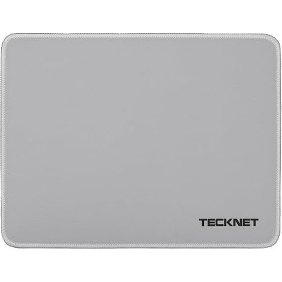 TECKNET BASICS Mouse Pad with Anti-fray Stitching, Waterproof Non-Slip Base, Stitched Edges Gaming Mouse Mat for Laptop, Compatible with Laser/Optical Mice -Grayish White