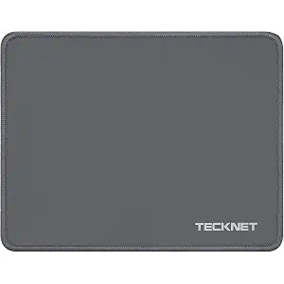 TECKNET BASICS Mouse Pad with Anti-fray Stitching, Waterproof Non-Slip Base, Stitched Edges Gaming Mouse Mat for Laptop, Compatible with Laser/Optical Mice -- Grey