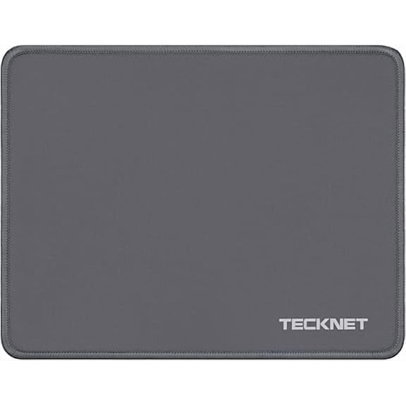 TECKNET Mouse Pad with Anti-fray Stitching, Waterproof Surface & Non-Slip Rubber Base, Stitched Edges Gaming Mouse Mat for Laptop, Compatible with Laser & Optical Mice -- Grey