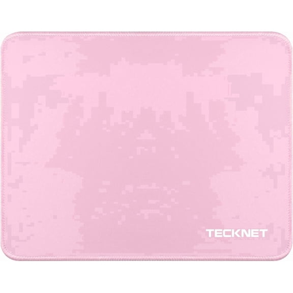 TECKNET Mouse Pad with Anti-fray Stitching, Waterproof Non-Slip Base, Stitched Edges Gaming Mouse Mat for Laptop, Compatible with Laser/Optical Mice- Pink