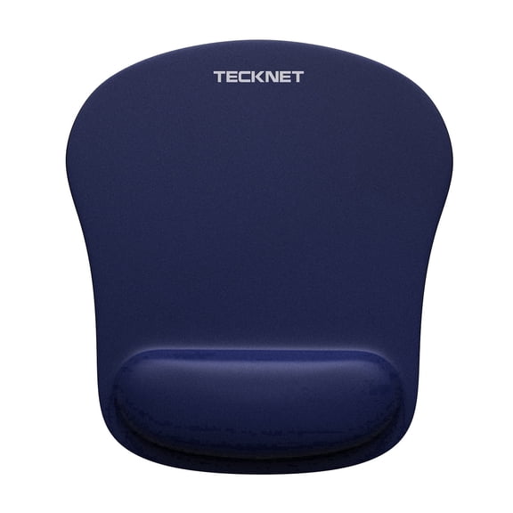 TECKNET Mouse Pad with Wrist Support, Ergonomic Gaming Mouse Pad Pain Relief, Portable Comfortable Mousepad for Computer, Laptop, Office, Home and Travel, Non-Slip Base, Waterproof Surface, Navy Blue
