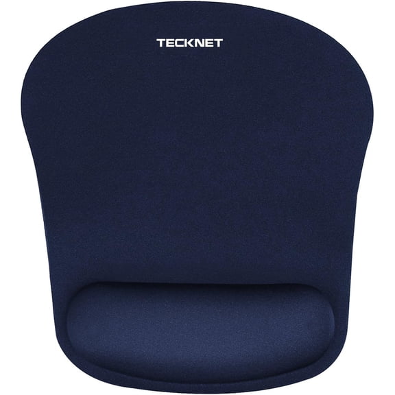 TECKNET BASICS Mouse Pad with Wrist Support, Ergonomic Gaming Mouse Pad for Pain Relief, Non-Slip Waterproof Desk Pad for Office, Study & Laptop, Navy Blue