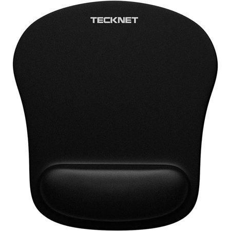 TECKNET Mouse Pad with Wrist Support, Ergonomic Gaming Mouse Pad Pain Relief, Portable Comfortable Mousepad for Computer, Laptop, Office, Home and Travel, Non-Slip Base, Waterproof Surface, Black