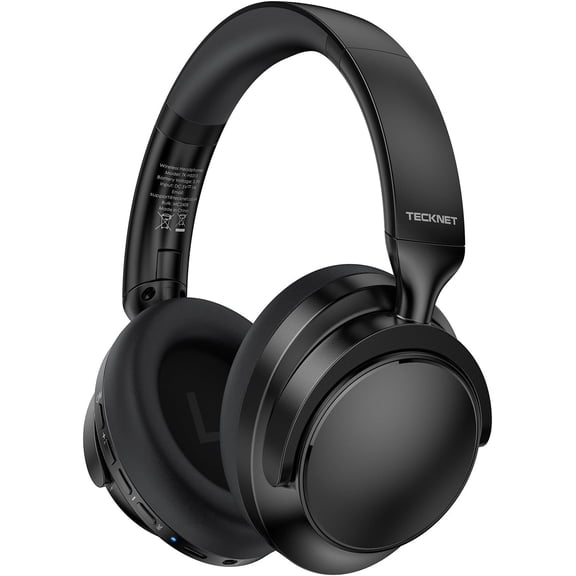 TECKNET Noise Cancelling Headphones Wireless & Wired, 70H Playtime Bluetooth Headphones Wireless Over Ear Built-in Mic, 3.5mm Cable Dual Connection Foldable Headset Comfort for Home Office Travel