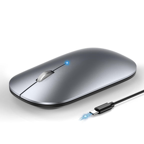 TECKNET Rechargeable Bluetooth Mouse, [ USB + BT5.0 + BT3.0 ] Silent Mouse, 4-Level DPI, Portable Design, Computer Mice for Laptop, Mac, Android and iPad