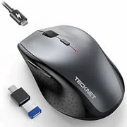 Rechargeable Mouse with Jiggler, Plug & Play, 2.4G Connection with USB-C Adapter, Silent Mouse Quiet Click, 6400 DPI Ergonomic Mouse, Cordless Computer Mice for Laptop, Desktop, PC